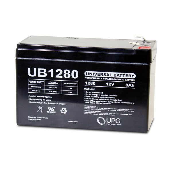 Upg Sealed Lead Acid Battery, 12 V, 8Ah, UB1280, F2 Faston Tab Terminal, AGM Type D5779